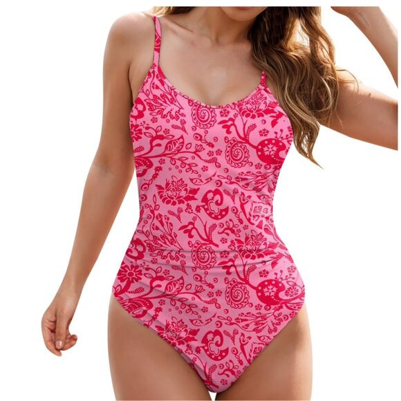AIMAGE Other - NWT Women’s Pink Floral One Piece Swimsuit – Feminine Print Bathing Suit